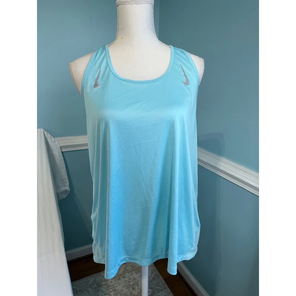 Nike Running Dri-FIT Tank Top Womens XXL Blue Racerback Mesh Back Activewear